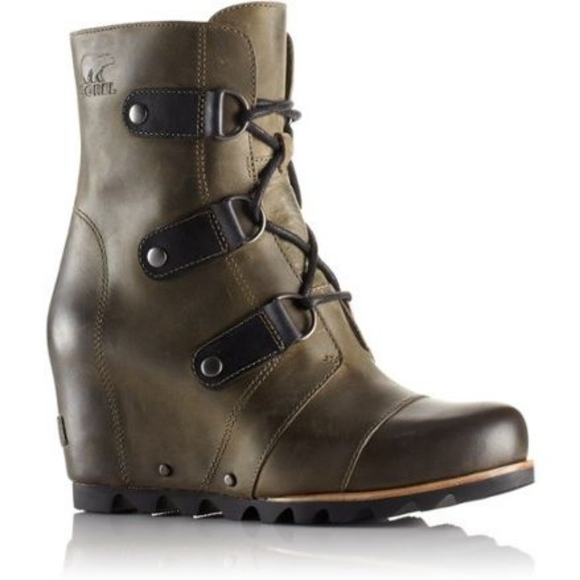 Sorel Shoes - Sorel Joan of Arctic Leather Wedge Mid Boot Nori 7